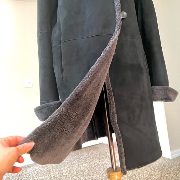 BISANG Genuine lamskin Shearling hoodie trend Coat luxurious mobwife pockets L - Picture 11 of 16